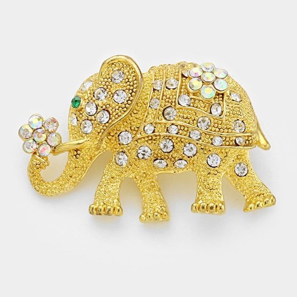 Stylish Crystal Metal Elephant Brooch - Picture 1 of 2